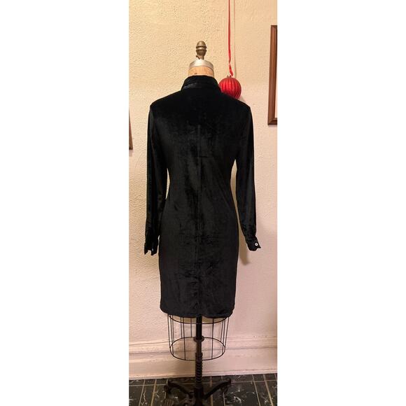 Leadingstar Velvet Button Down Long Sleeve Tie Dress NWT Size M - Picture 8 of 12